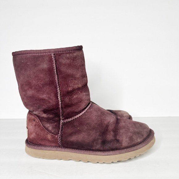 UGG Classic Short Purple Sherpa Suede Boots Winter Snow Size 7 Women’s - Picture 5 of 6
